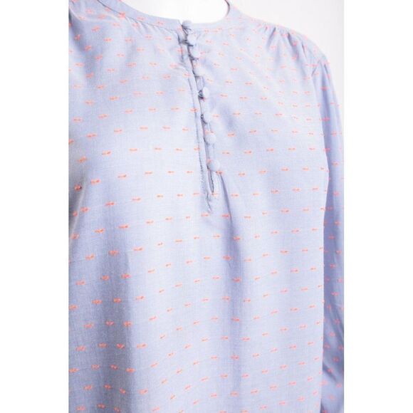 Boden Womens Lori Blouse Shirt UK 14 US 10 Blue Pink Swiss Dot Long Sleeve NWT - Picture 3 of 6